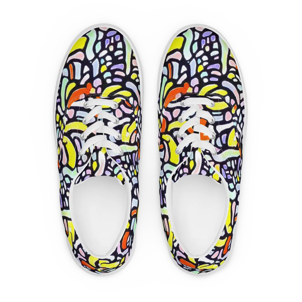Cubist Carousel on Men's Lace-Up Canvas Shoes — Front