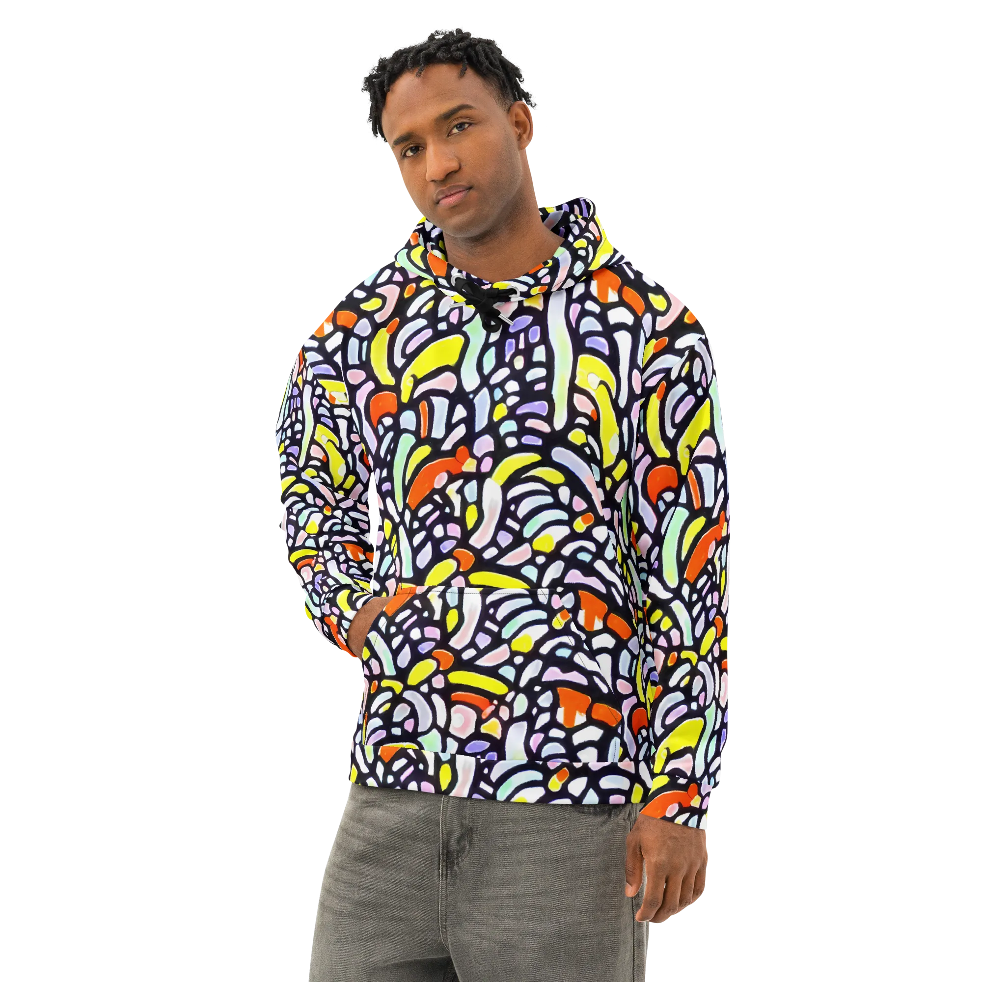 Cubist Carousel on Cotton Hoodie — Left Front