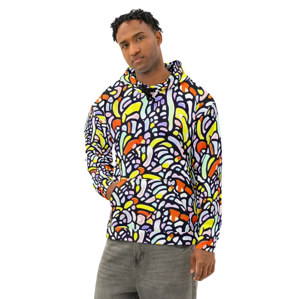 Cubist Carousel on Cotton Hoodie — Left Front