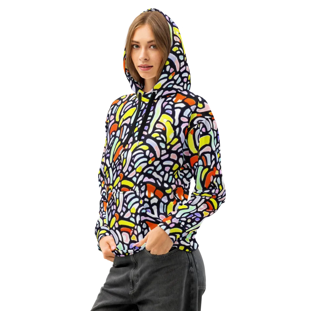 Cubist Carousel on Cotton Hoodie — Left Front