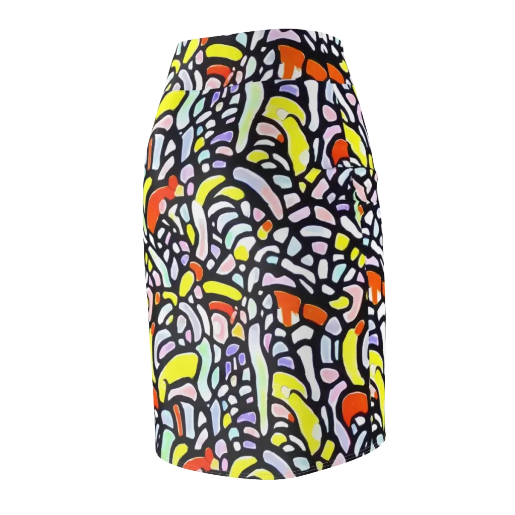 Cubist Carousel on Pencil Skirt — Back Side