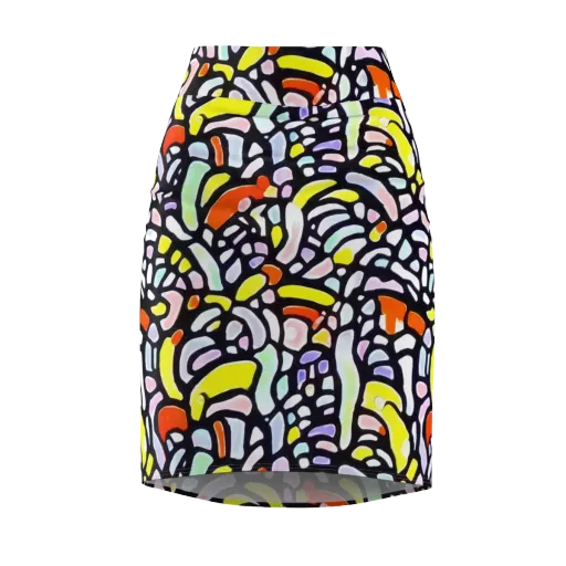 Cubist Carousel on a Pencil Skirt