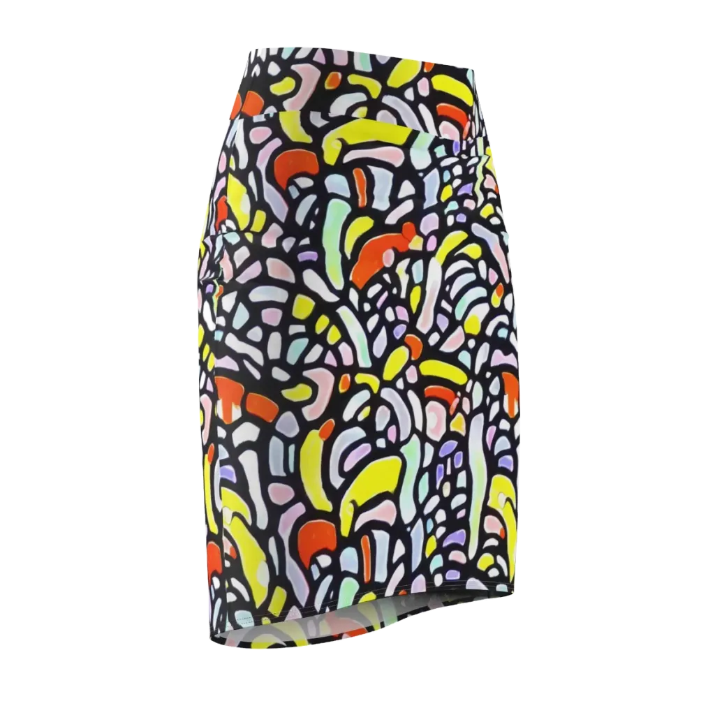 Cubist Carousel on Pencil Skirt — Front Side