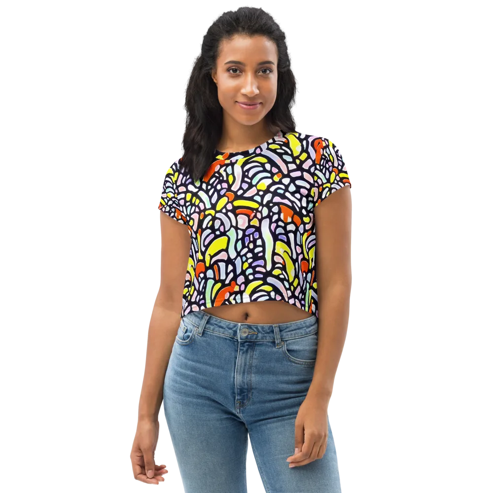 Cubist Carousel on Crop Tee — Front