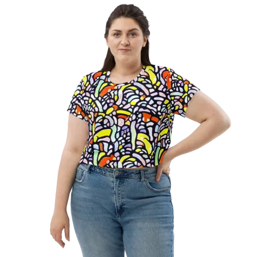 Cubist Carousel on a Crop Tee
