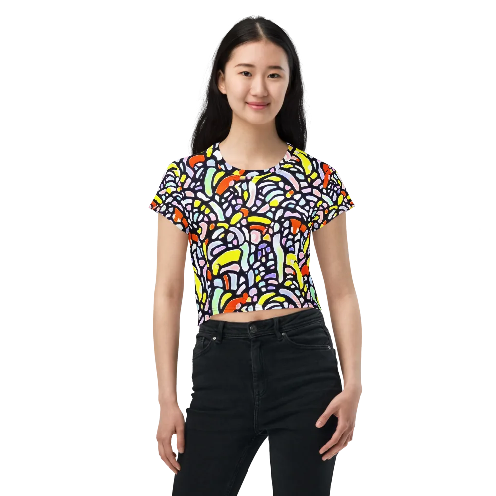 Cubist Carousel on Crop Tee — Front