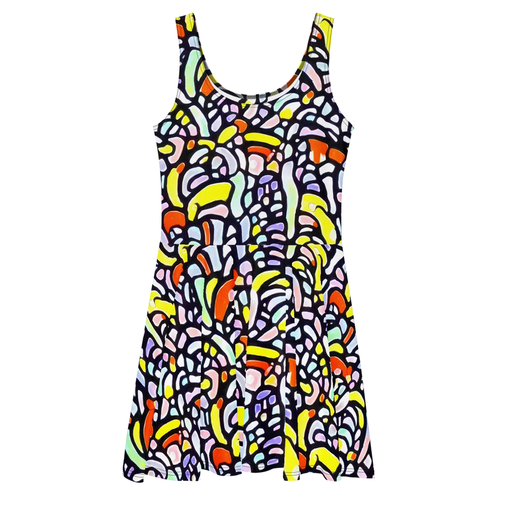 Cubist Carousel on Skater Dress — Front