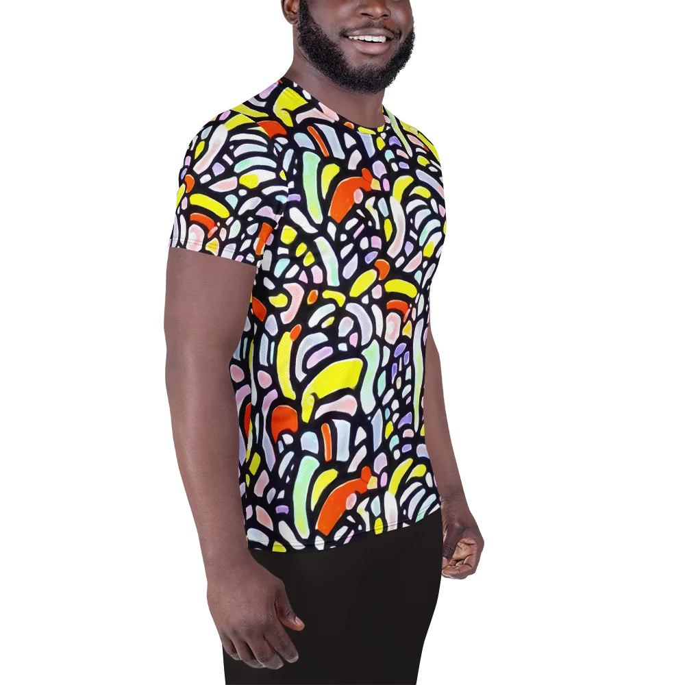Cubist Carousel on Men's Athletic T-Shirt — Right