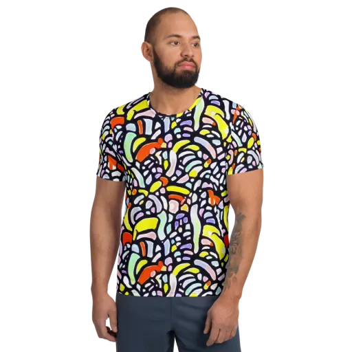 Cubist Carousel on a Men's Athletic T-Shirt