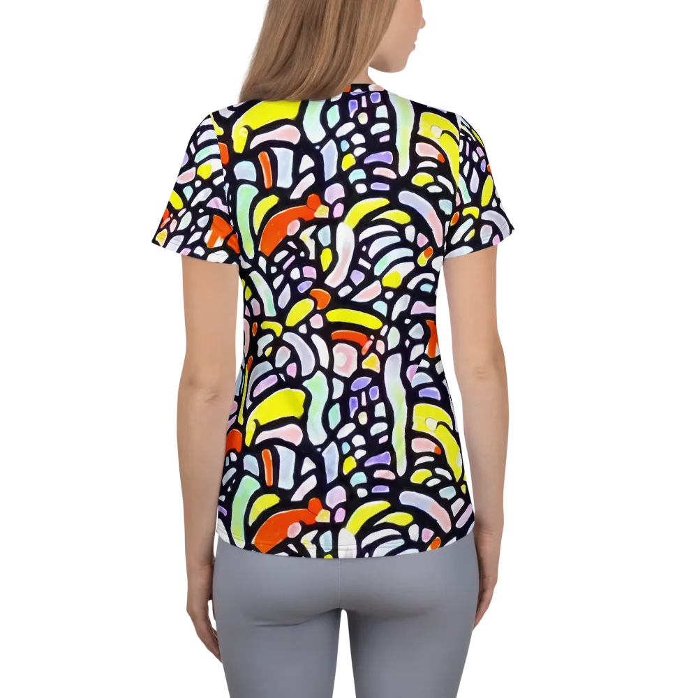 Cubist Carousel on Women's Athletic T-Shirt — Back
