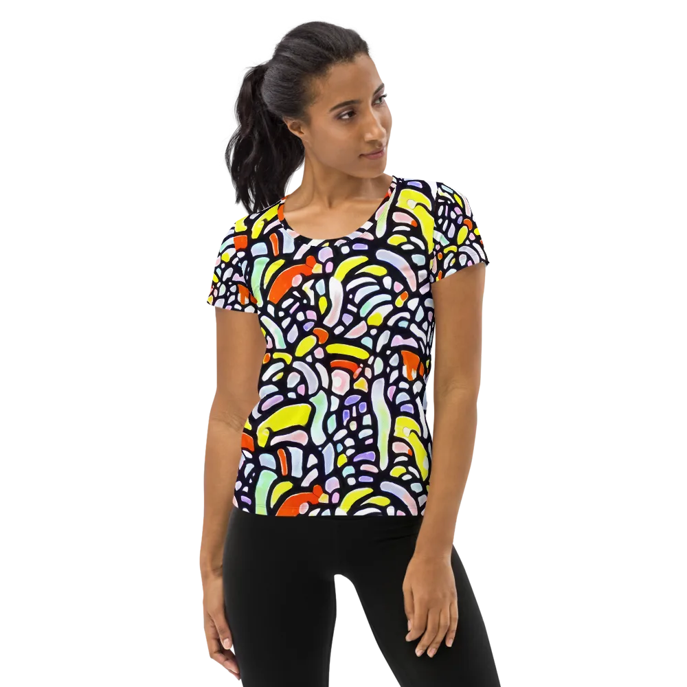 Cubist Carousel on Women's Athletic T-Shirt — Front