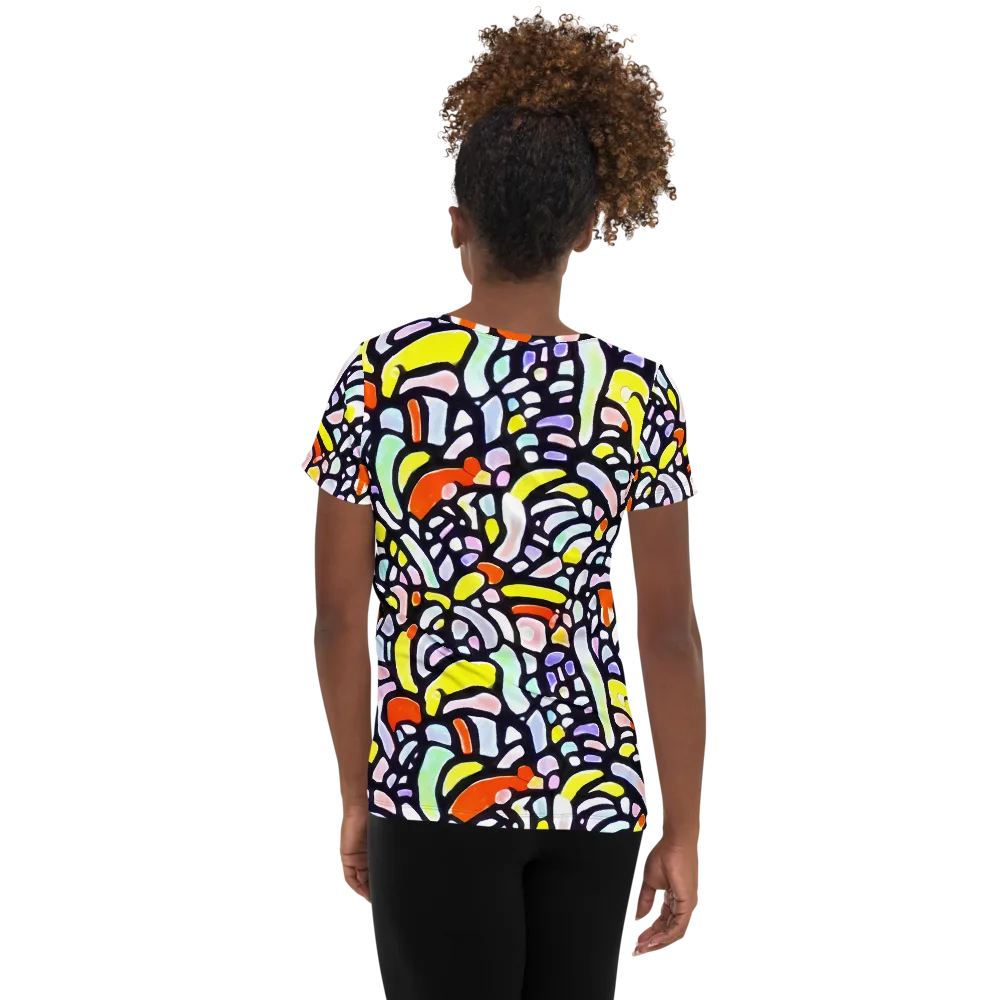 Cubist Carousel on Women's Athletic T-Shirt — Back