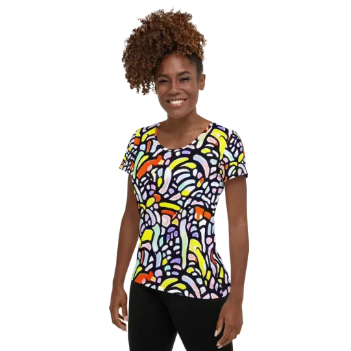 Cubist Carousel on a Women's Athletic T-Shirt