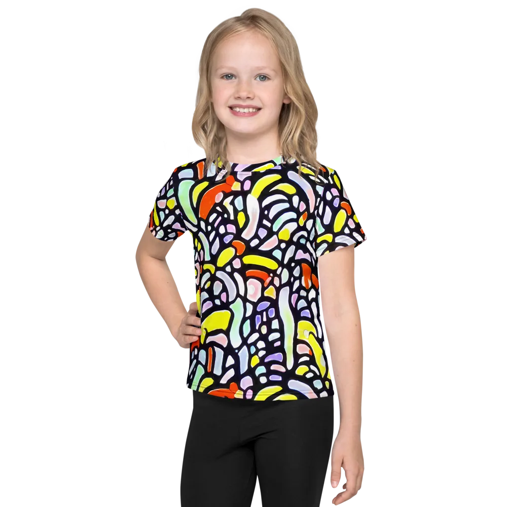 Cubist Carousel on Kids Crew Neck T-Shirt — Front