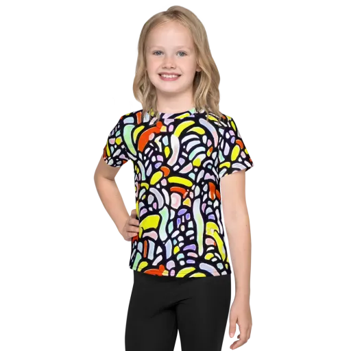 Cubist Carousel on a Kids Crew Neck T-Shirt