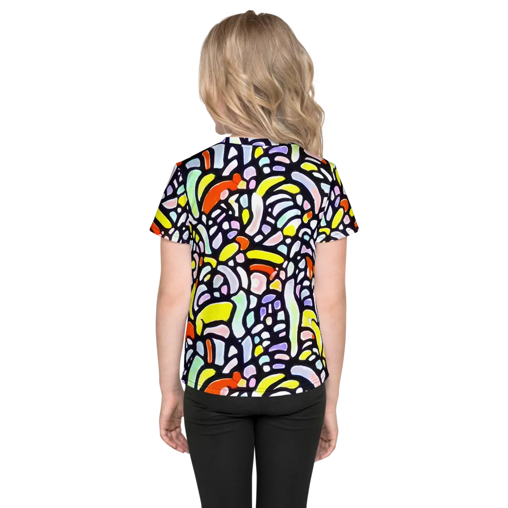 Cubist Carousel on Kids Crew Neck T-Shirt — Back