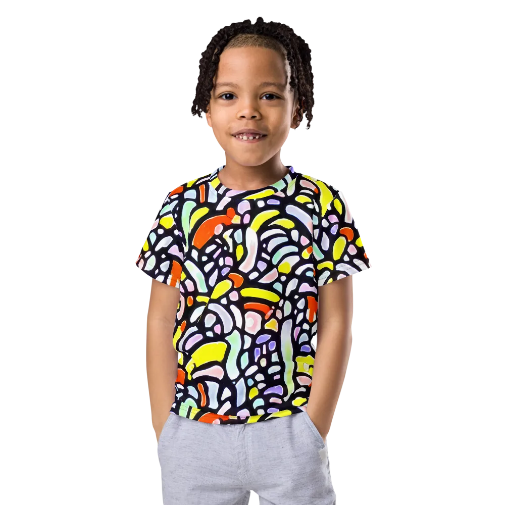 Cubist Carousel on Kids Crew Neck T-Shirt — Front