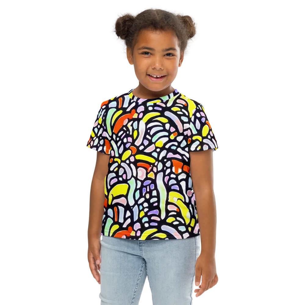 Cubist Carousel on Kids Crew Neck T-Shirt — Front