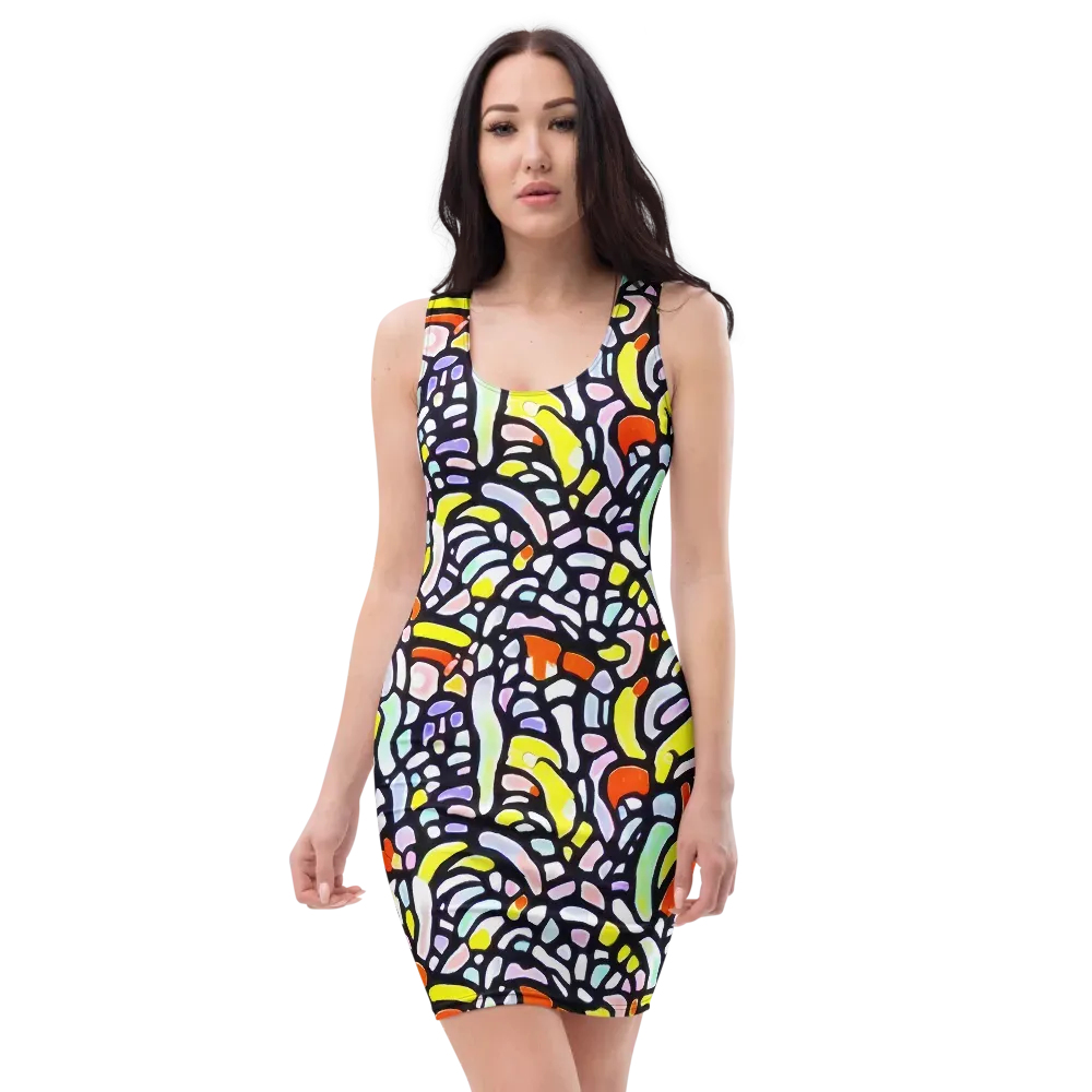 Cubist Carousel on Bodycon Dress — Front