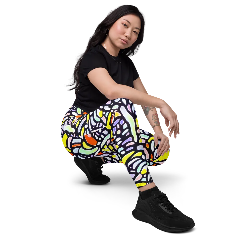 Cubist Carousel on Leggings with Pockets — Right Front