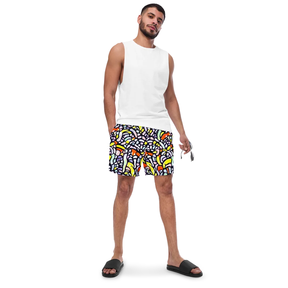 Cubist Carousel on Swim Trunks — Front
