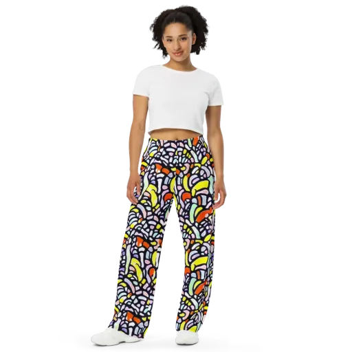 Cubist Carousel on a Wide-Leg Pants