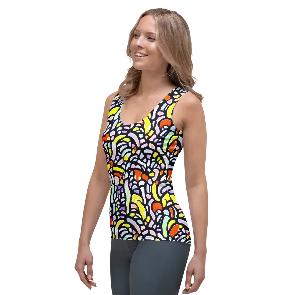 Cubist Carousel on Women's Tank Top — Left Front