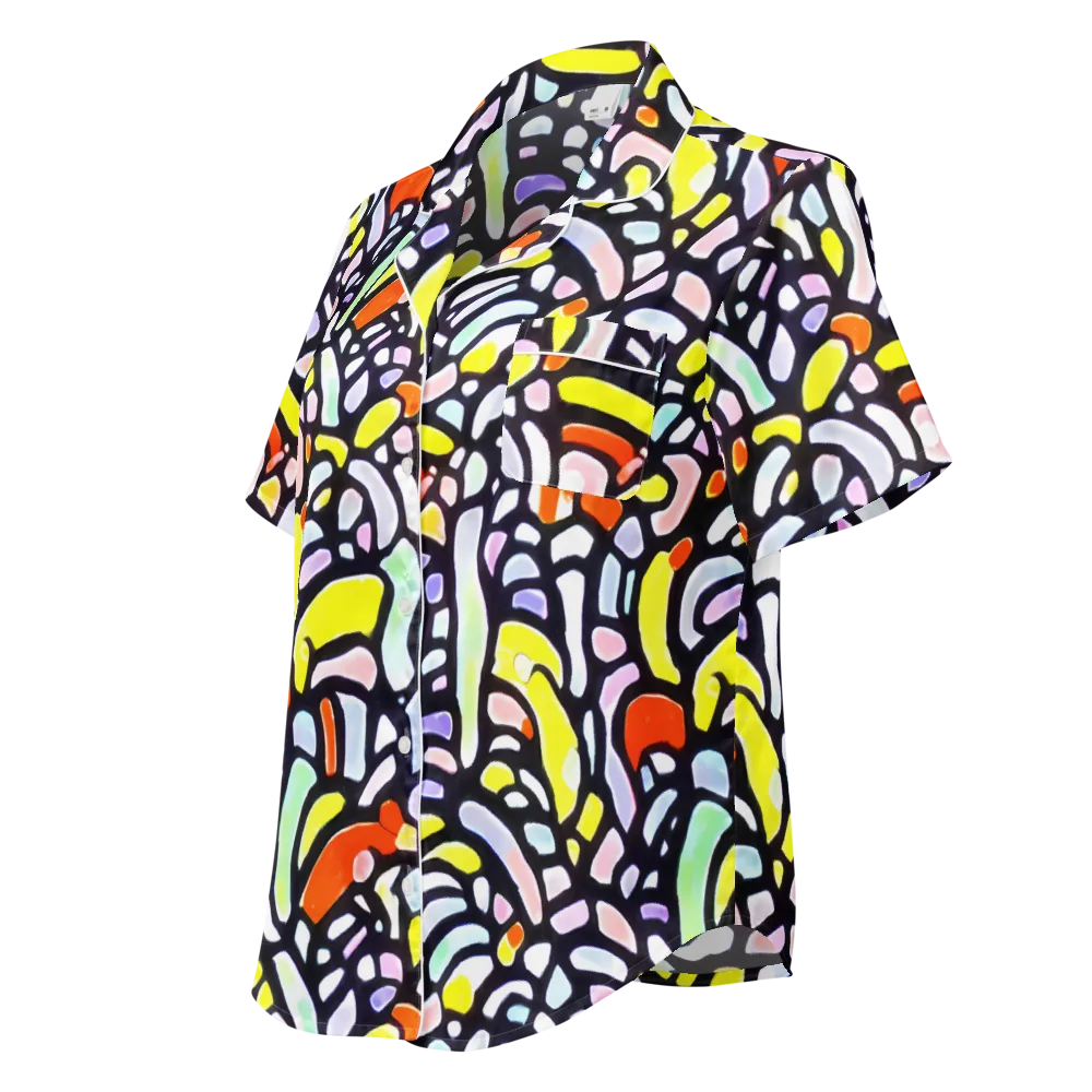 Cubist Carousel on Women's Short Sleeve Pajama Top — Left Front
