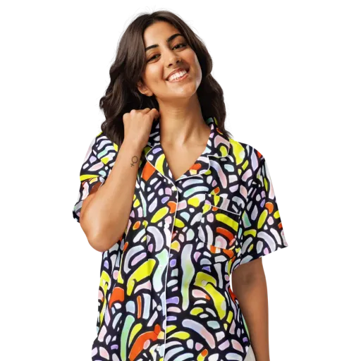 Cubist Carousel on a Women's Short Sleeve Pajama Top