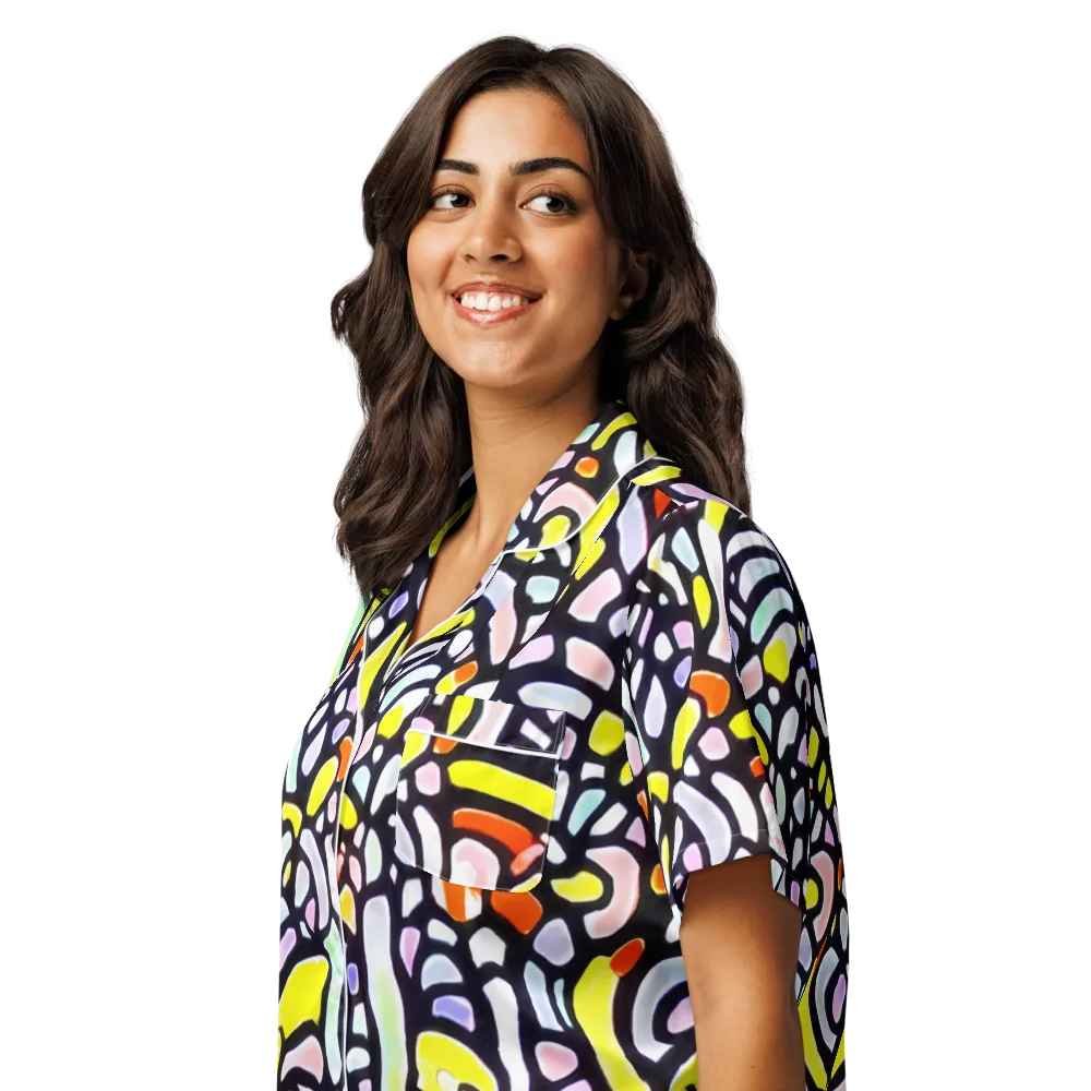 Cubist Carousel on Women's Short Sleeve Pajama Top — Left Front