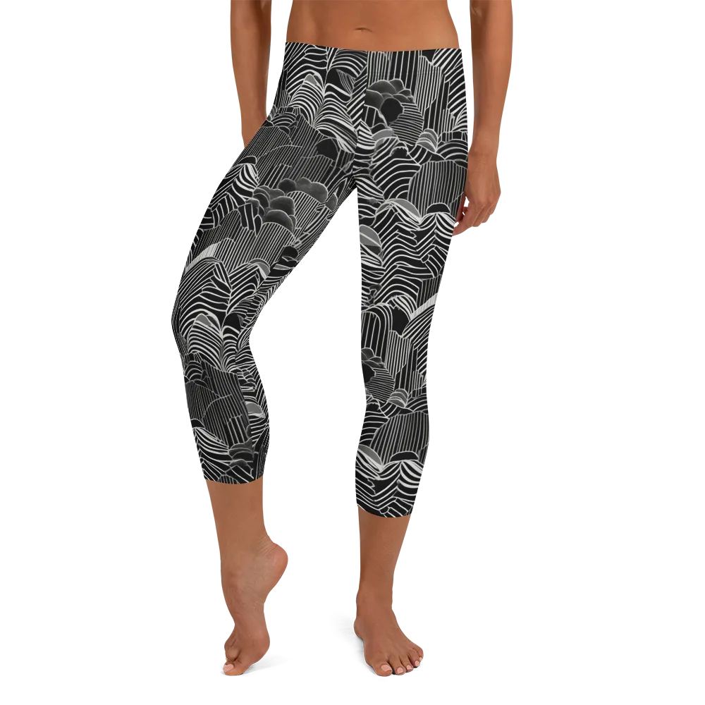 Zebra Leaf on Capri Leggings — Front