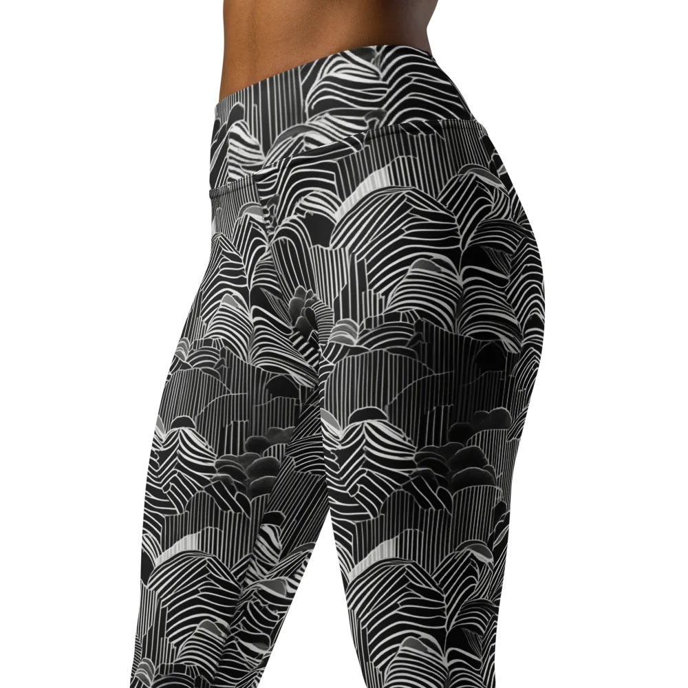 Zebra Leaf on Yoga Leggings — Left Front