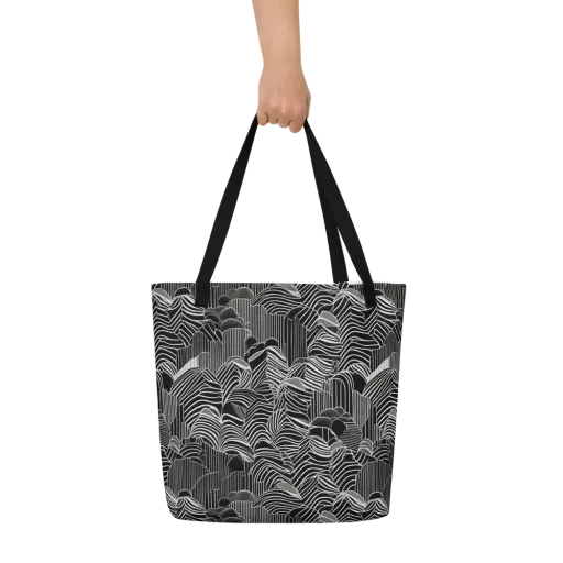Zebra Leaf on a Large Tote Bag W/ Pocket