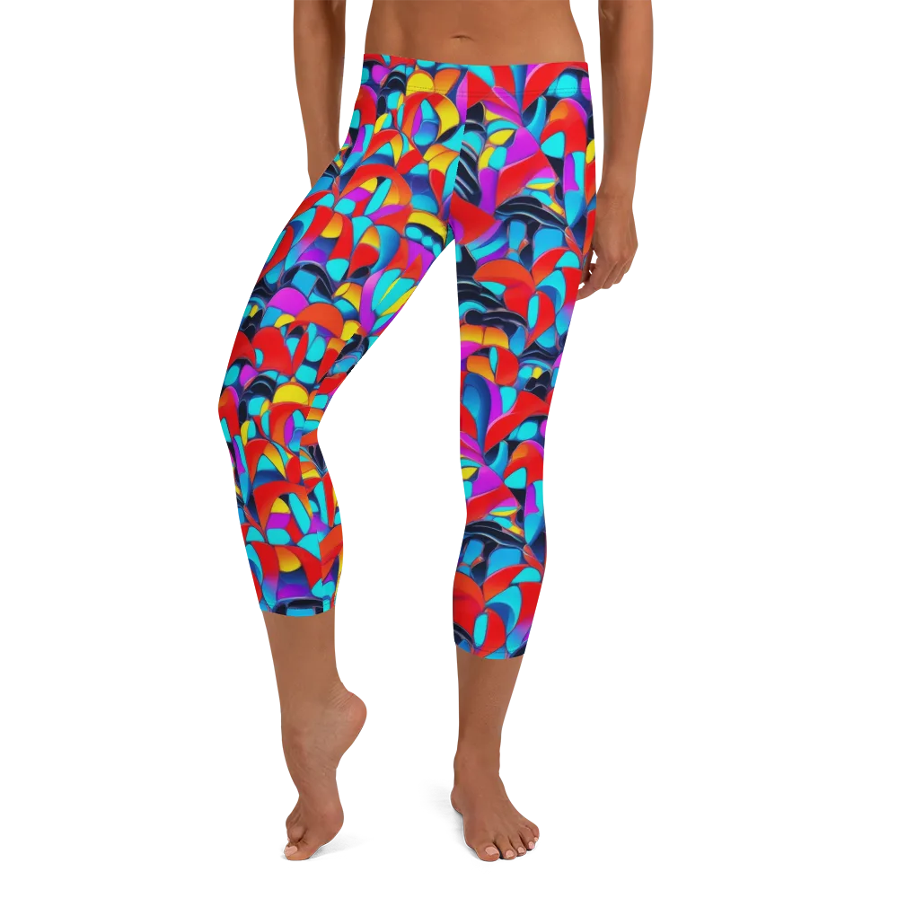 Vivid Tessellation on Capri Leggings — Front