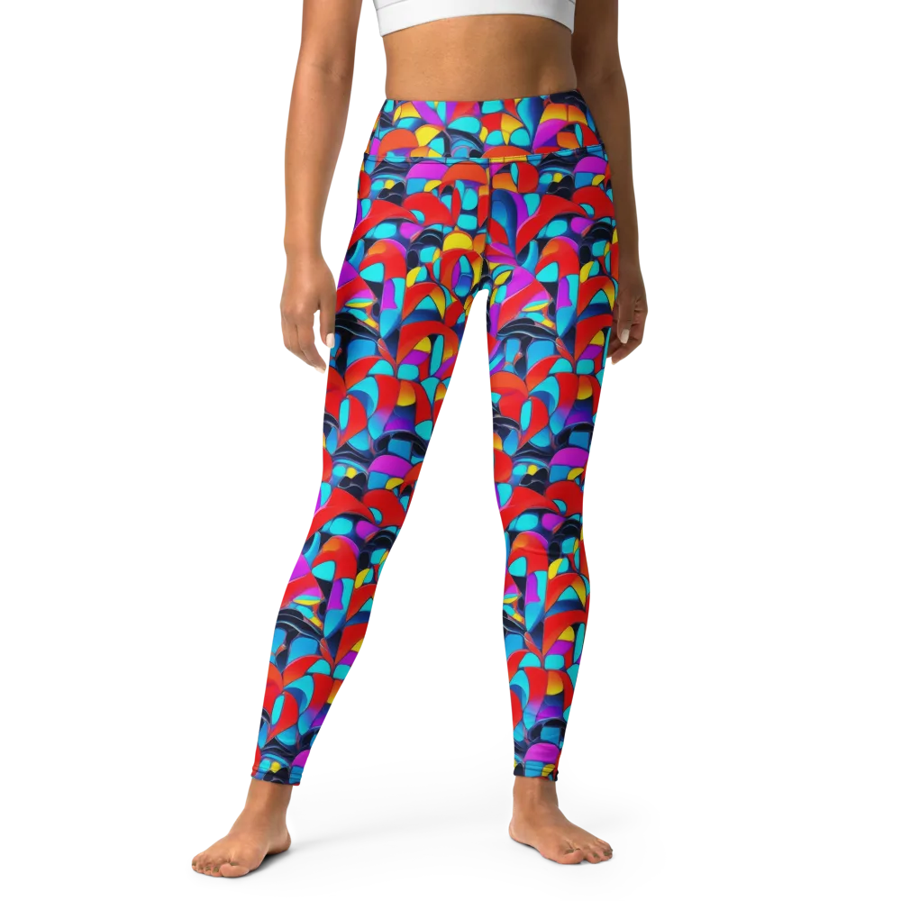 Vivid Tessellation on Yoga Leggings — Front