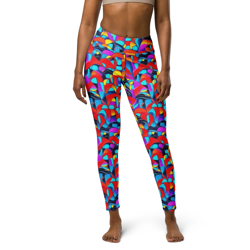 Vivid Tessellation on Yoga Leggings — Front