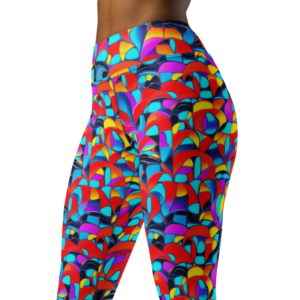 Vivid Tessellation on Yoga Leggings — Left Front