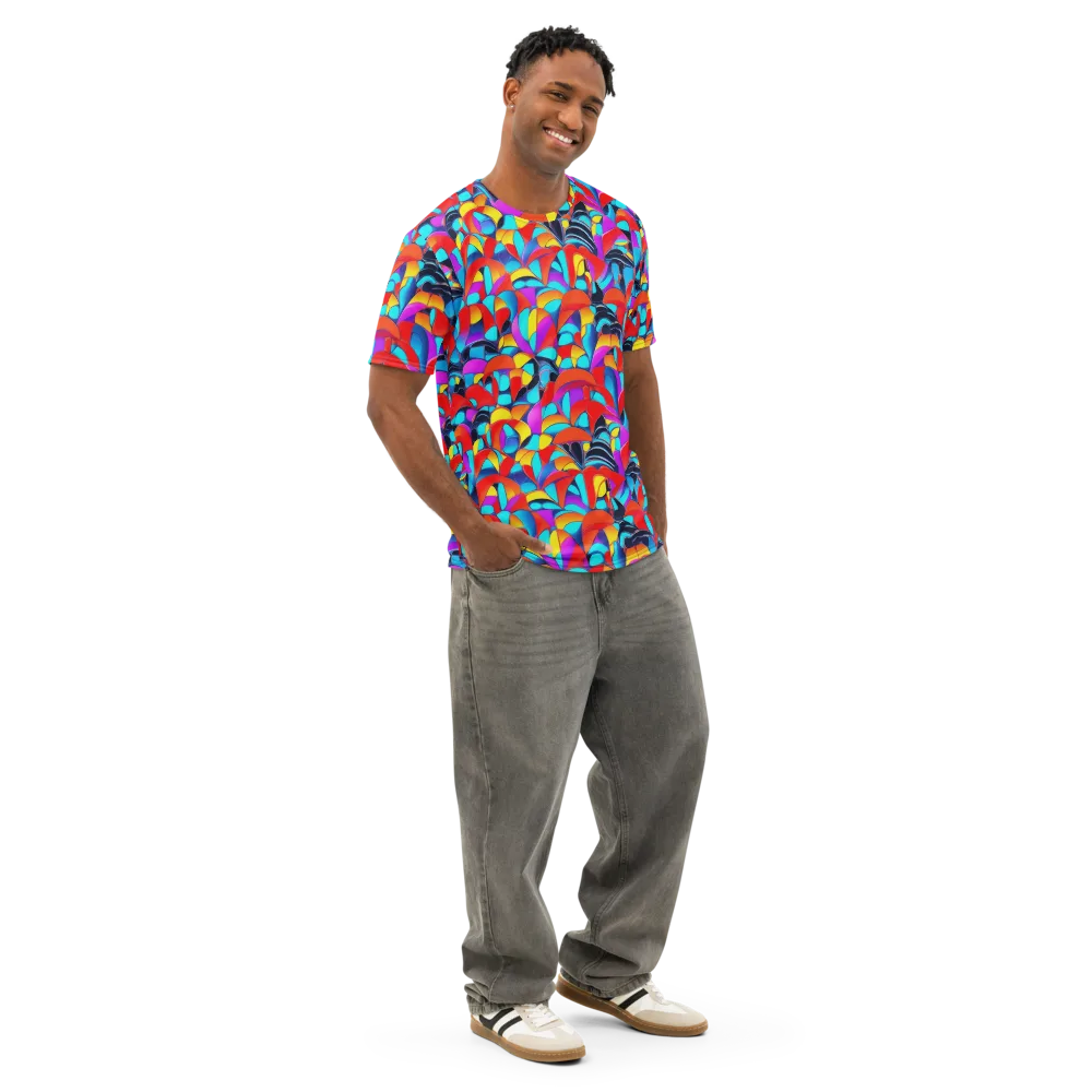 Vivid Tessellation on Men's Cotton Crew Neck T-Shirt — Right Front