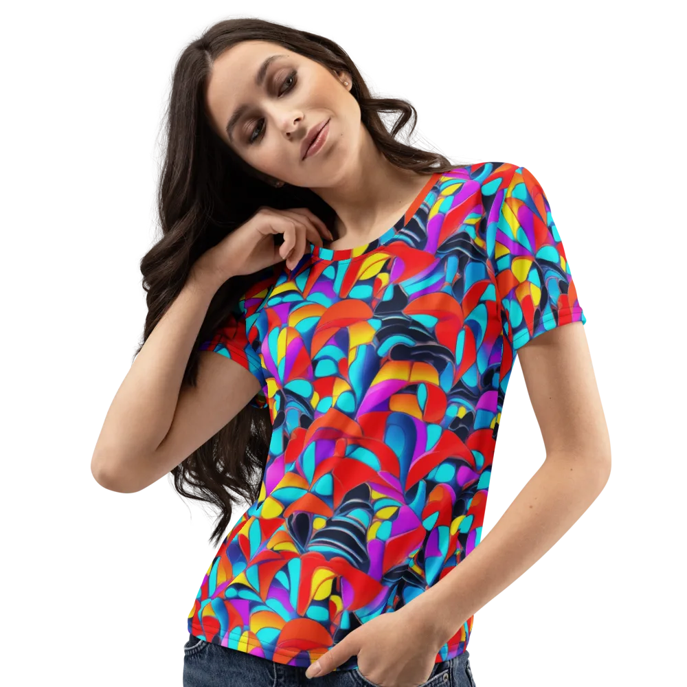 Vivid Tessellation on Women's Crew Neck T-Shirt — Left Front