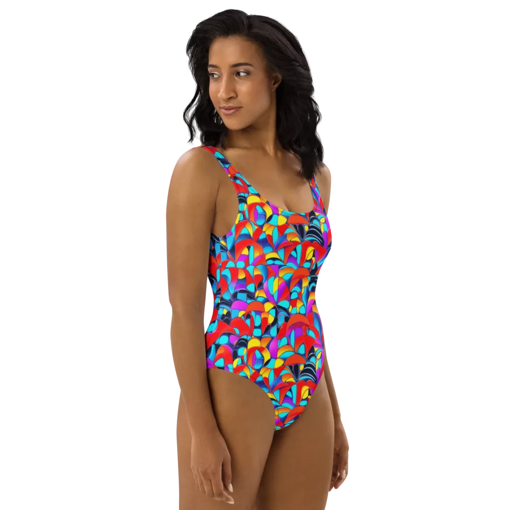 Vivid Tessellation on One-Piece Swimsuit — Right