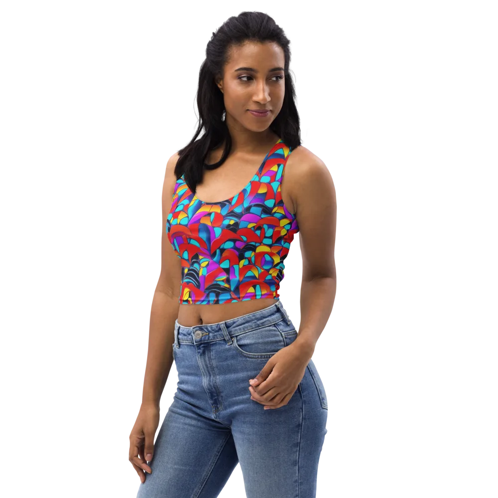 Vivid Tessellation on Crop Top — Left Front
