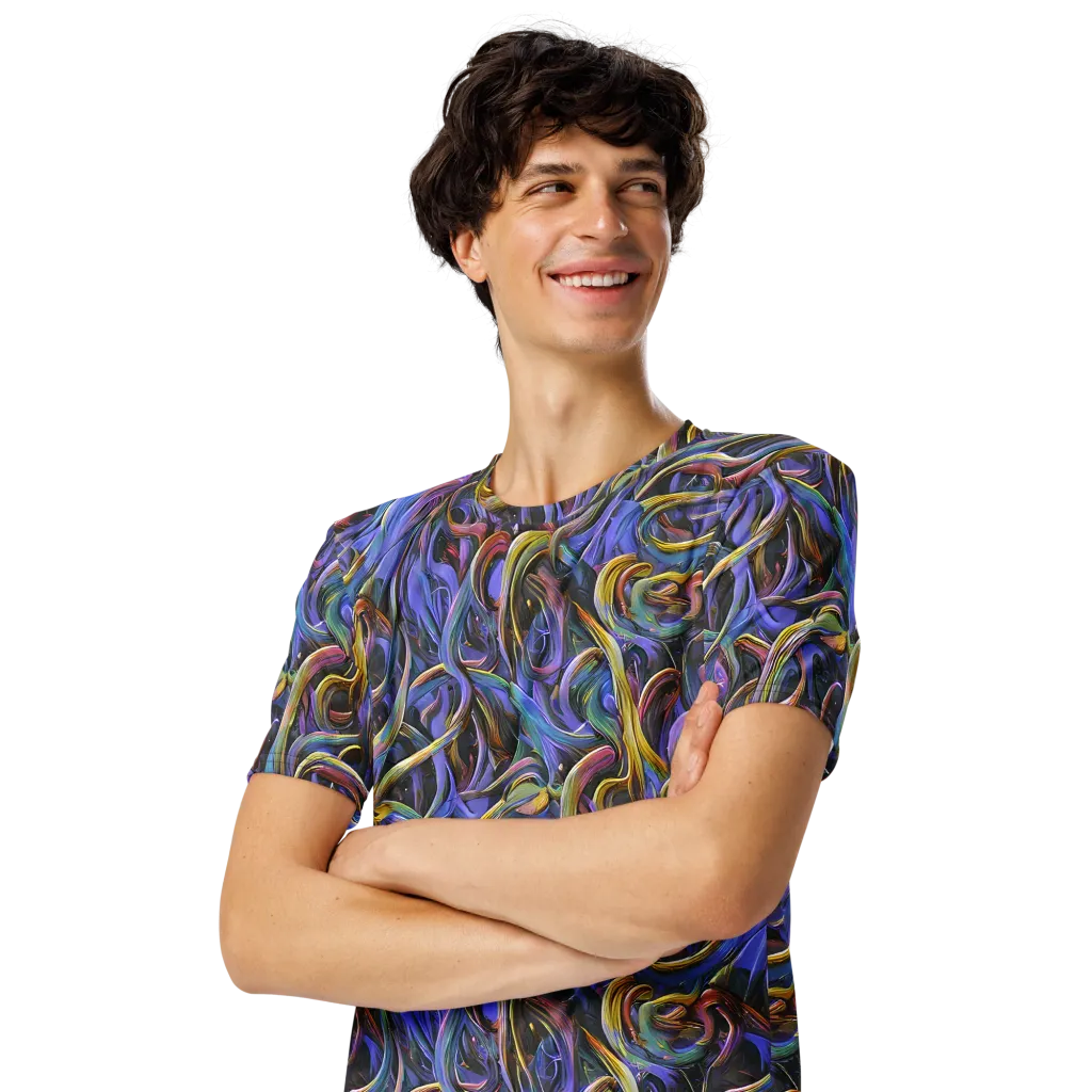 Tanning Twirl on Men's Crew Neck T-Shirt — Left Front