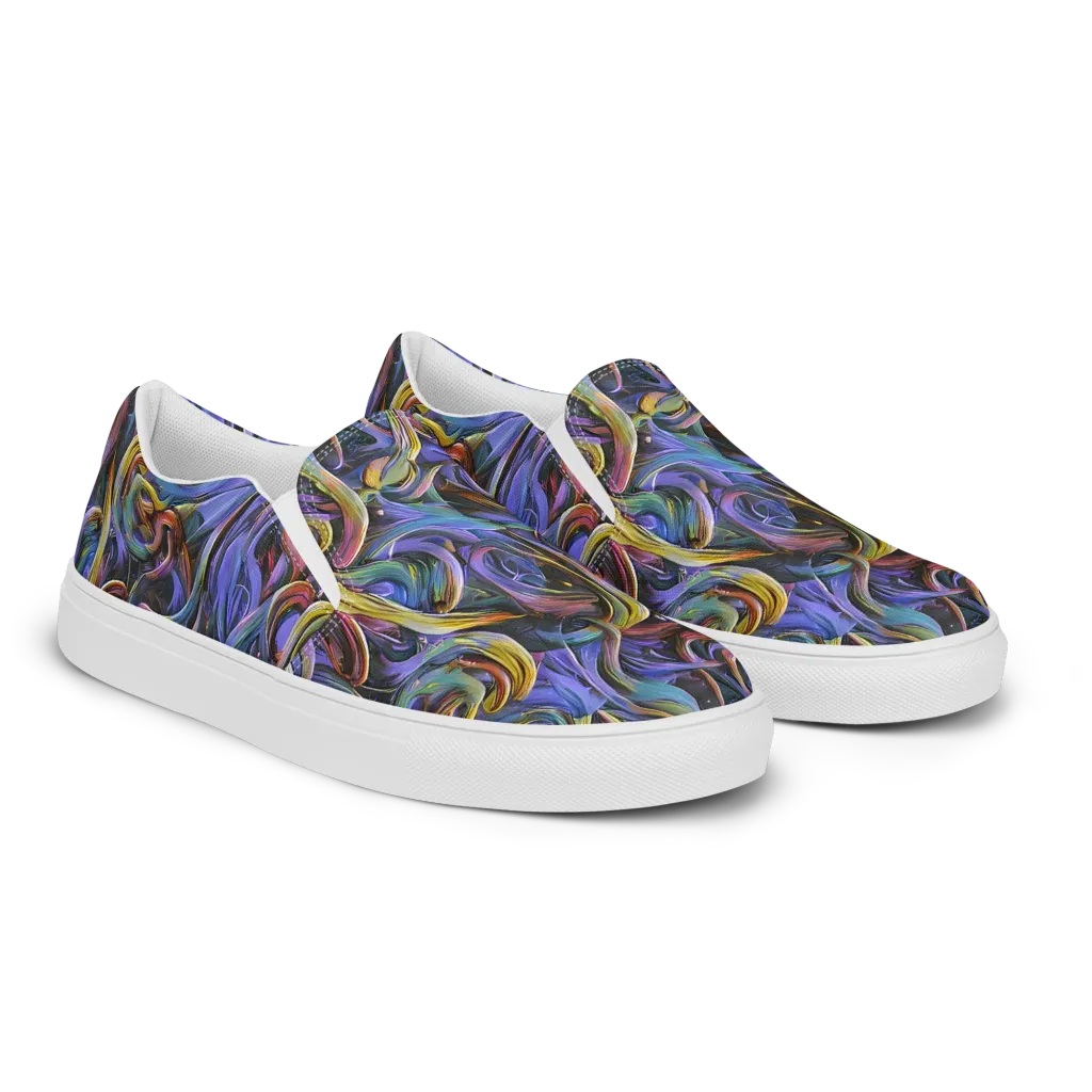 Tanning Twirl on Men's Slip-On Canvas Shoes — Right Front