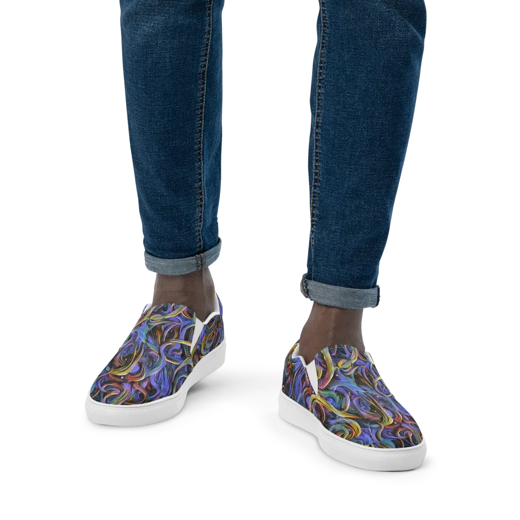 Tanning Twirl on Men's Slip-On Canvas Shoes — Front