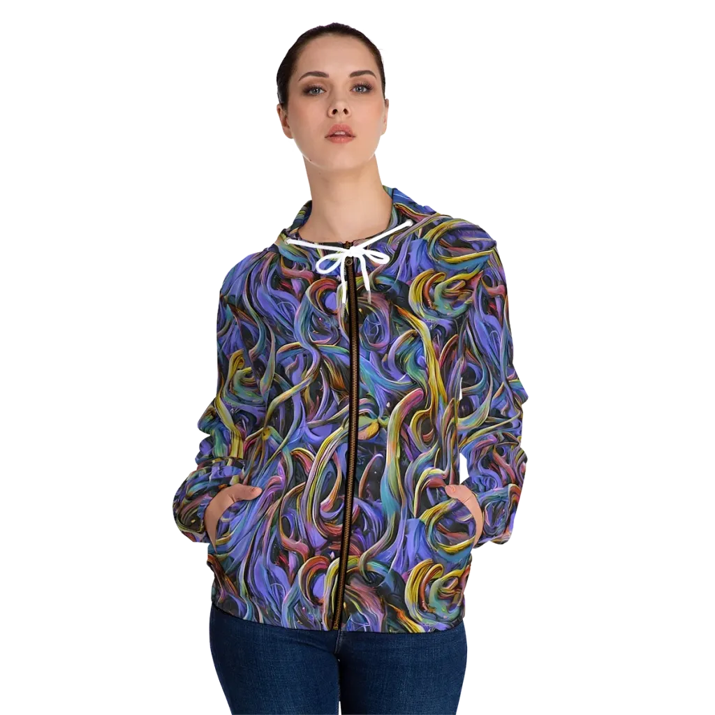 Tanning Twirl on Women's Full-Zip Hoodie — Front On Person