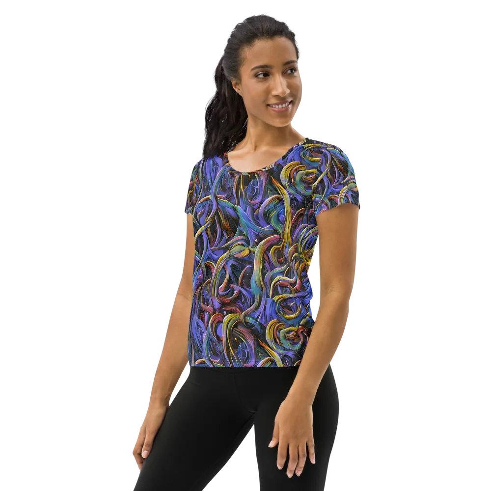 Tanning Twirl on Women's Athletic T-Shirt — Left