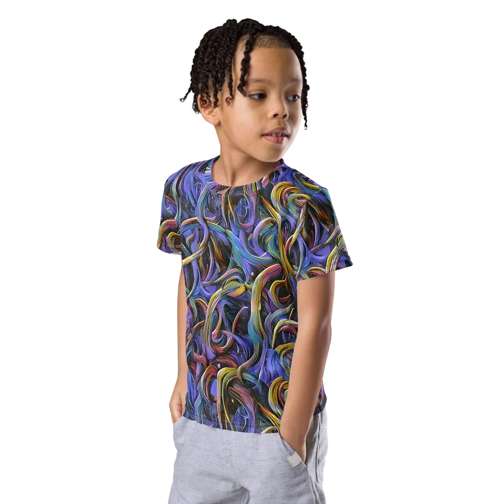 Tanning Twirl on Kids Crew Neck T-Shirt — Left Front