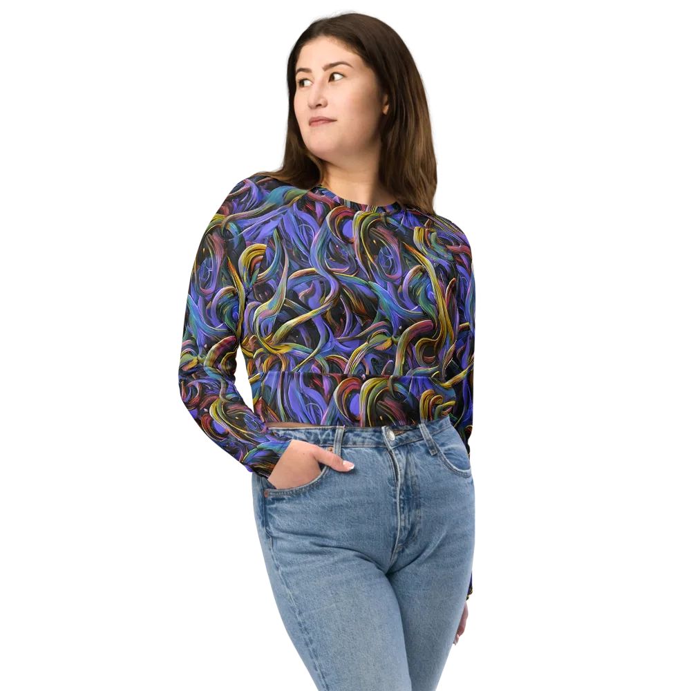 Tanning Twirl on Long Sleeve Crop Top — Front