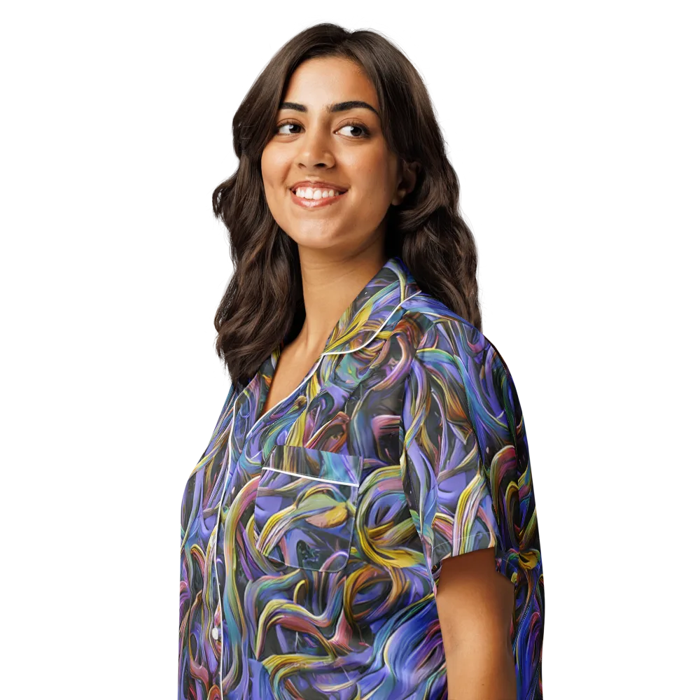 Tanning Twirl on Women's Short Sleeve Pajama Top — Left Front