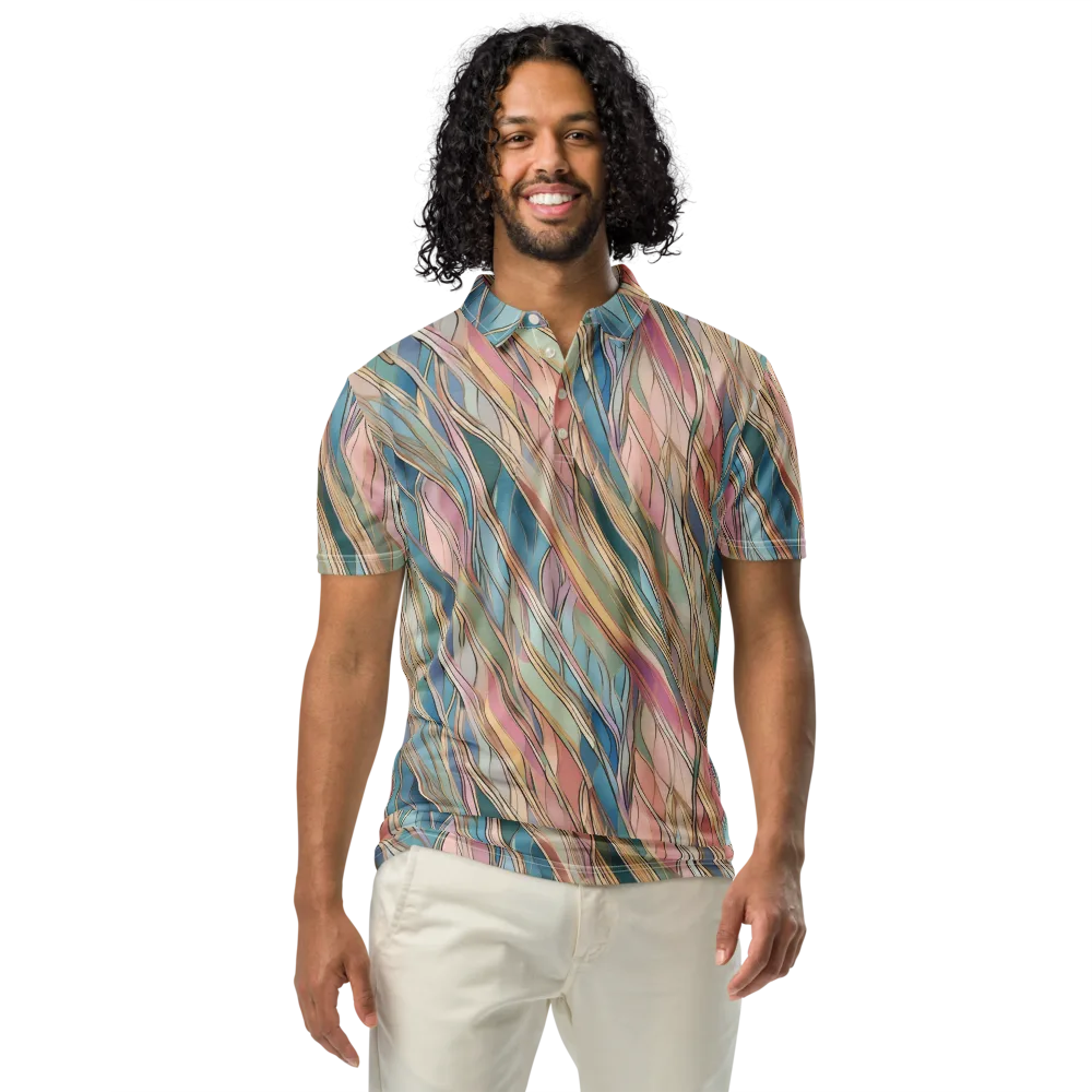 Ribbon Tide on Men's Slim Fit Polo Shirt — Front